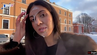 Stunning Woman Parades Around With Semen On Her Face In Broad Daylight, Courtesy Of A Kind-Hearted Unknown Individual - Cumwalk