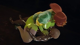 מפלצת ונסיכה עוסקות בפורנו 3d עם קרם פאי